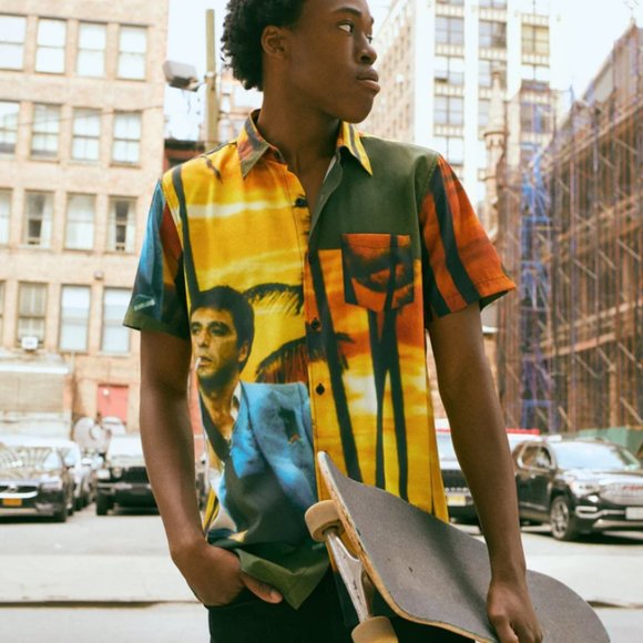 New Reason X Scarface Tony Montana 80's Button Up Dress Shirt - Picture 1 of 2